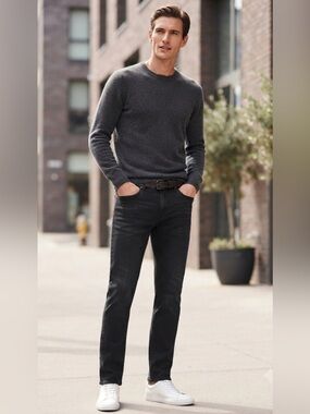 Warp + Weft Mens AMS Amsterdam Slim Jeans Asphalt Black 34x32
